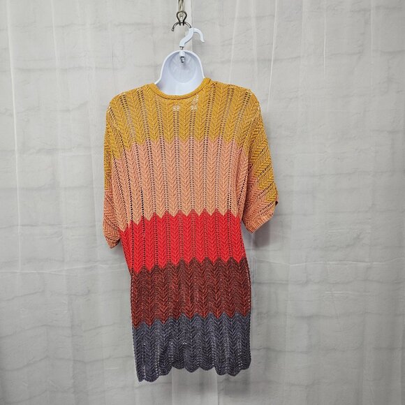 Maurices Orange Yellow Crochet Knit Open Cardigan Boho Festival Hippie L - Picture 4 of 9